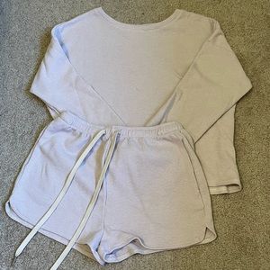 Long Sleeve and Short Waffle Lounge Set